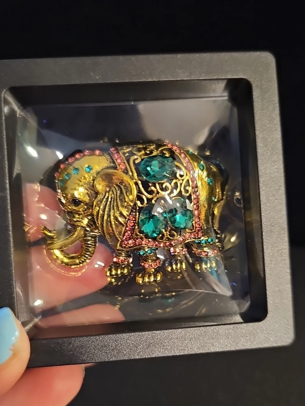 Rhinestone Elephant Brooch